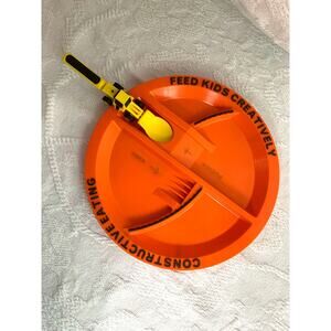 Constructive Eating Construction Zone Divided Child Plate & Spoon Creative Eatin